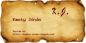 Kmety Jónás névjegykártya